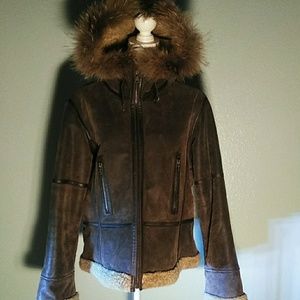 ANA BROWN LEATHER RACCOON FUR